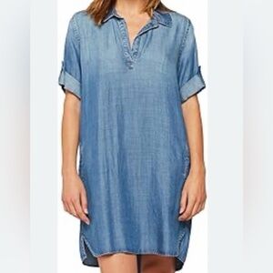 Velvet Heart Light Chambray Shirt Dress - Light Blue